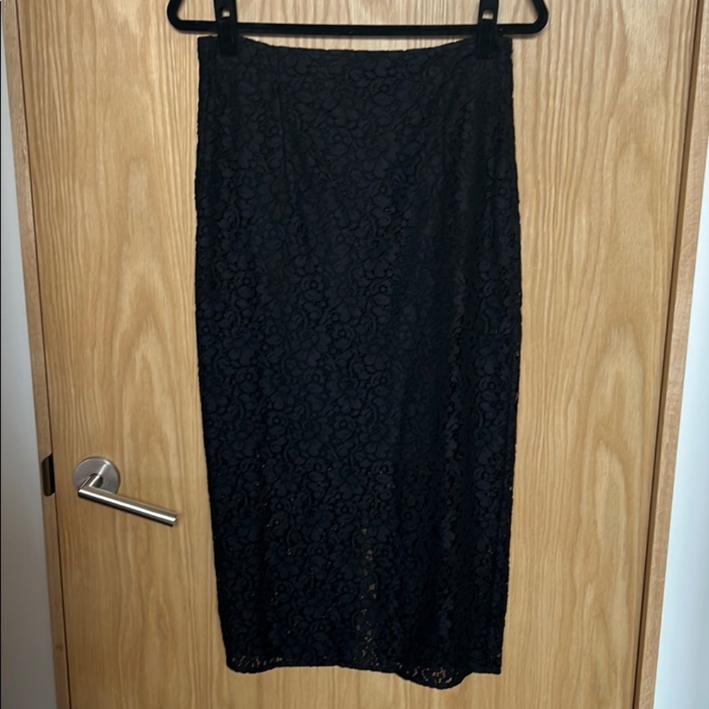 Zara Woman black lace pencil skirt with back split
